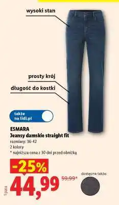 Lidl ESMARA Jeansy damskie straight fit oferta