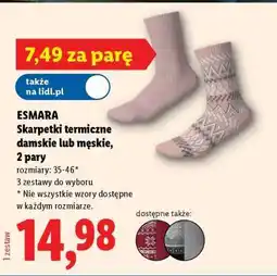 Lidl ESMARA Skarpetki termiczne damskie lub męskie, 2 pary oferta