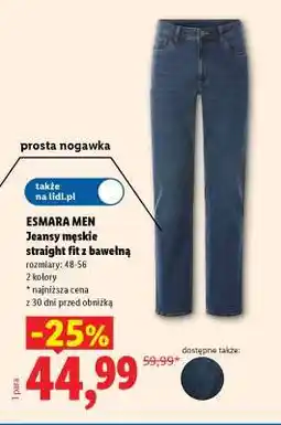 Lidl ESMARA MEN Jeansy męskie straight fit z bawełną oferta