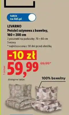 Lidl LIVARNO Pościel satynowa z bawełny, 160 x 200 cm oferta