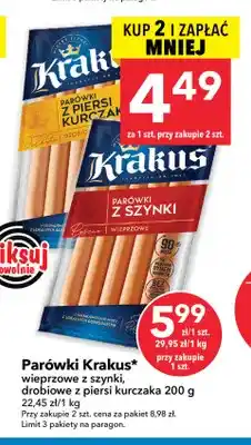 Lewiatan Parówki Krakus wieprzowe z szynki oferta