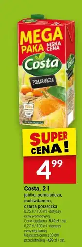 Twój Market Costa, 2 l jablko, pomarańcza, multiwitamina, czarna porzeczka oferta