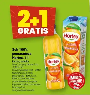 Twój Market Sok 100% pomarańcza Hortex oferta