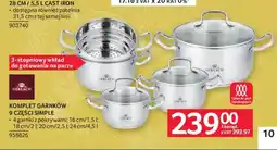 Selgros Komplet garnków 9 części Simple oferta