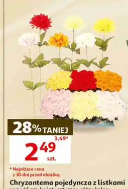 Auchan Chryzantema pojedyncza z listkami, wys.: 45 cm, kwiaty sztuczne, różne kolory oferta