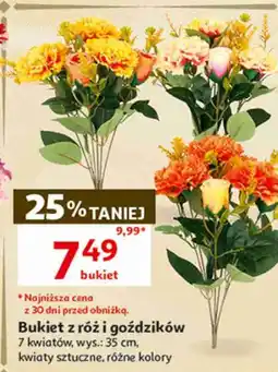 Auchan Bukiet z róż i goździków, 7 kwiatów, wys.: 35 cm, kwiaty sztuczne, różne kolory oferta