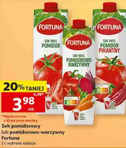 Auchan Sok pomidorowy lub pomidorowo-warzywny Fortuna oferta