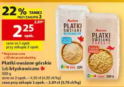 Auchan Płatki owsiane górskie lub błyskawiczne Auchan oferta