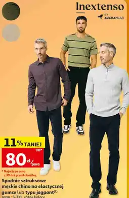 Auchan Spodnie sztruksowe męskie chino na elastycznej gumce lub typu jagpant Inextenso oferta