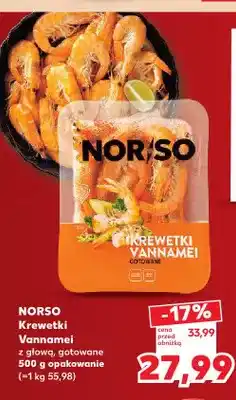 Kaufland Krewetki Vannamei z głową gotowane Norso oferta