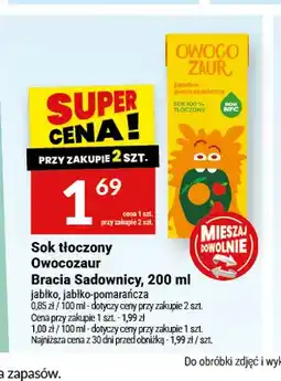 Twój Market Sok tłoczony Owocozaur jabłko Bracia Sadownicy oferta