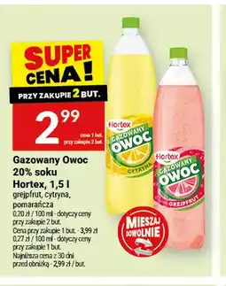 Twój Market Gazowany owoc 20% soku grejpfrut Hortex oferta
