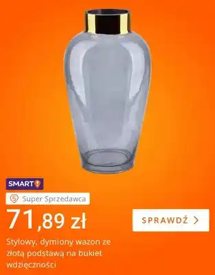 Stylowy dymiony wazon ze złotą podstawą na bukiet wdzięczności
