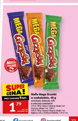 Twój Market Wafle Mega Grześki w czekoladzie orzechowe oferta