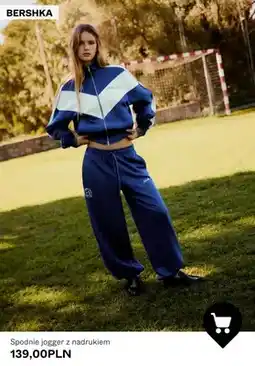 Bershka Spodnie jogger z nadrukiem Bershka oferta