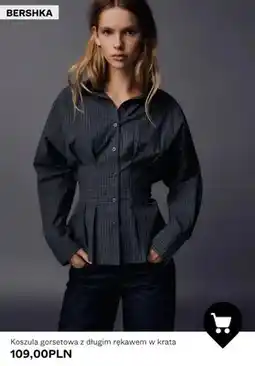 Bershka Koszula gorsetowa z długim rękawem w krata Bershka oferta