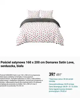 Biedronka Pościel satynowa 160 x 200 cm Domarex Satin Love, serduszka, biała oferta