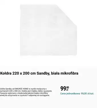 Kołdra 220 x 200 cm Sandby, biała mikrofibra