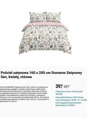Pościel satynowa 160 x 200 cm Domarex Satynowy Sen, kwiaty, różowa