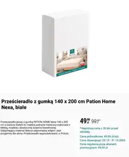 Biedronka Prześcieradło z gumką 140 x 200 cm Pation Home Nexa, białe oferta