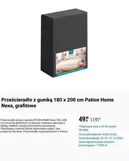 Biedronka Prześcieradło z gumką 180 x 200 cm Pation Home Nexa, grafitowe oferta