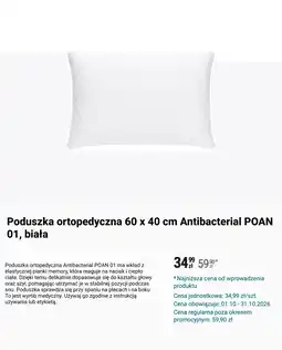 Biedronka Poduszka ortopedyczna 60 x 40 cm Antibacterial POAN 01 oferta