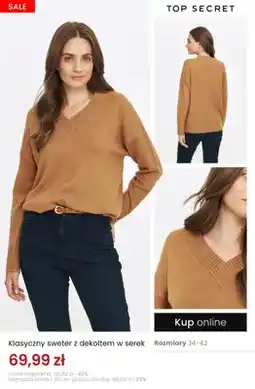 Top Secret Klasyczny sweter z dekoltem w serek Top Secret oferta