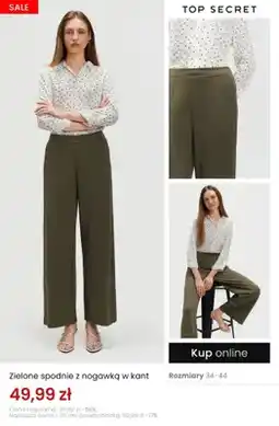 Top Secret Zielone spodnie z nogawką w kant Top Secret oferta