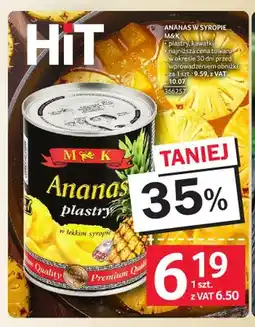 Selgros Ananas w puszce w syropie plastry M & K oferta