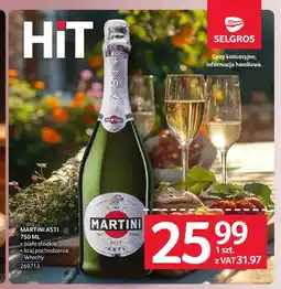 Selgros Wino musujące Martini Asti białe słodkie oferta