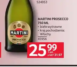 Selgros Wino musujące Martini Prosecco białe wytrawne oferta