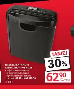 Selgros Niszczarka papieru PASH112BKA4 10 l Nedis oferta