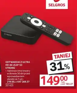 Selgros Odtwarzacz Ultra Hd 4K LEAP-S3 Strong oferta
