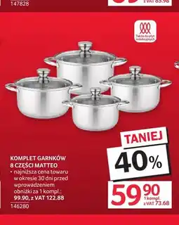 Selgros Komplet garnków 8 części Matteo oferta