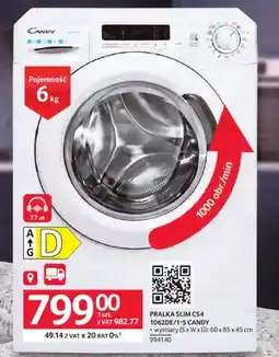 Selgros Pralka slim CS4 1062DE/1-S Candy oferta