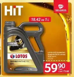 Selgros Olej silnikowy Semisynthetic Sn Sae 10W-40 Lotos oferta