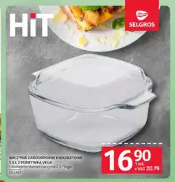 Selgros Naczynie żaroodporne kwadratowe 1,5 l z pokrywką Vega oferta