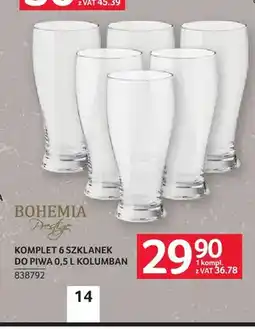 Selgros Komplet 6 szklanek do piwa 0,5 l Kolumban Bohemia Prestige oferta