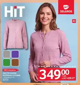 Selgros Sweter damski rozpinany kaszmir oferta