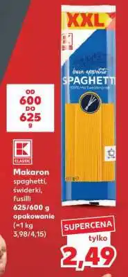 Kaufland Makaron spaghetti, świderki, fusilli 625/600 g opakowanie oferta