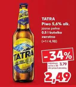 Kaufland TATRA Piwo 5,6% alk. jasne pełne 0,5 l butelka zwrotna oferta