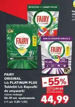 Kaufland FAIRY ORIGINAL lub PLATINUM PLUS Tabletki lub Kapsułki do zmywarki oferta