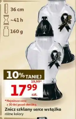 Auchan Znicz szklany serce wstążka oferta