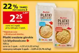 Auchan Płatki owsiane górskie lub błyskawiczne oferta