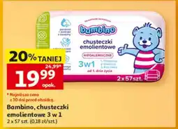 Auchan Bambino, chusteczki emolientowe 3 w 1 oferta