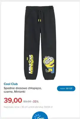 Spodnie dresowe chłopięce czarne Minionki Cool Club