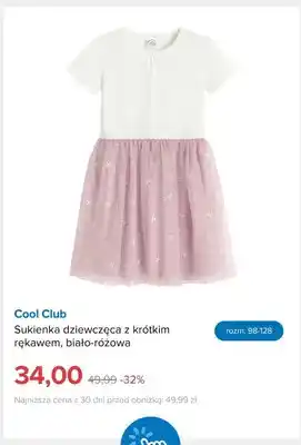 Sukienka dziewczęca z krótkim rękawem biało-różowa Cool Club