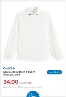 Smyk Koszula dziewczęca z długim rękawem biała Cool Club oferta