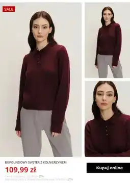 Greenpoint Burgundowy sweter z kołnierzykiem Greenpoint oferta