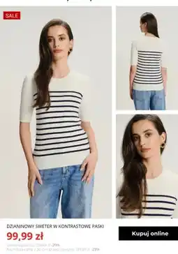Greenpoint Dzianinowy sweter w kontrastowe paski Greenpoint oferta